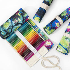 Custom Print Canvas Craft Pencil Bag with 24 Grid Storage