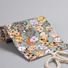 Custom Print Canvas Craft Pencil Bag with 24 Grid Storage