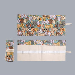 Custom Print Canvas Craft Pencil Bag with 24 Grid Storage