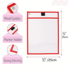 6pcs Oversized Reusable Dry Erase Pocket Sleeves for Teachers & Students