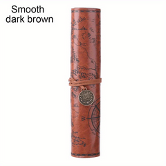 Vintage Treasure Map Roll Pencil Case Leather Large Capacity Stationery Box