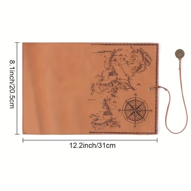 Vintage Treasure Map Roll Pencil Case Leather Large Capacity Stationery Box