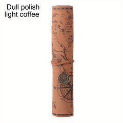 Vintage Treasure Map Roll Pencil Case Leather Large Capacity Stationery Box