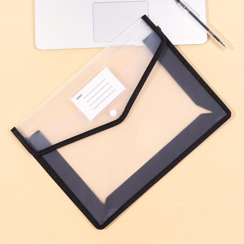 Large Capacity A4 File Bag Waterproof Transparent Button Bag