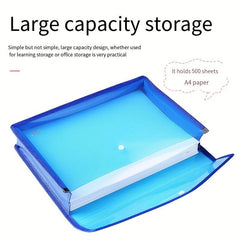 Large Capacity A4 File Bag Waterproof Transparent Button Bag