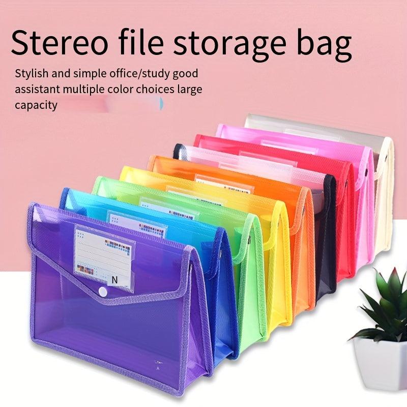 Large Capacity A4 File Bag Waterproof Transparent Button Bag