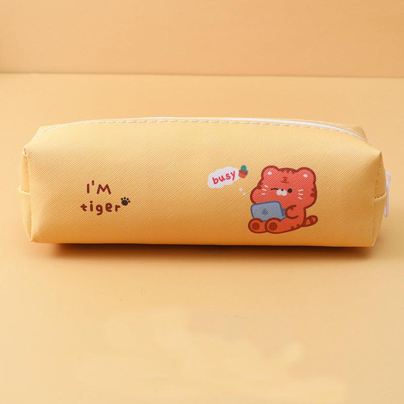 Cute PU Leather Pencil Bag - Ideal for Students and Girls