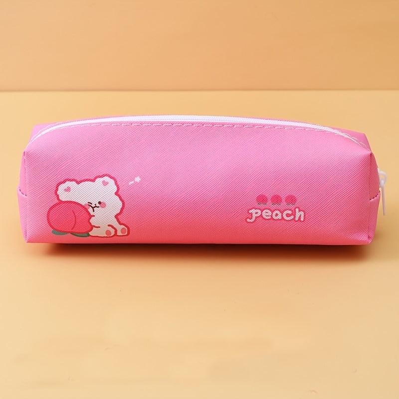 Cute PU Leather Pencil Bag - Ideal for Students and Girls