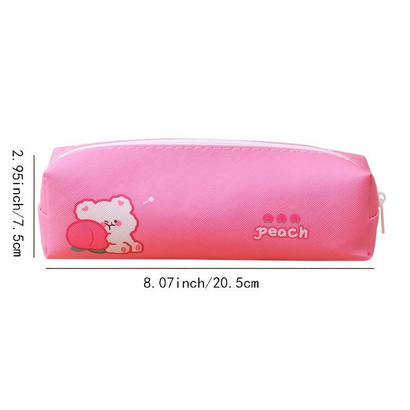 Cute PU Leather Pencil Bag - Ideal for Students and Girls