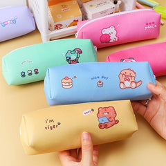 Cute PU Leather Pencil Bag - Ideal for Students and Girls