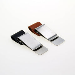 Vintage Metal Leather Pen Holder with Brass Stainless Steel Pencil Clips