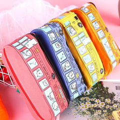 Canvas Pencil Bag Large Capacity Cartoon Pencil Case
