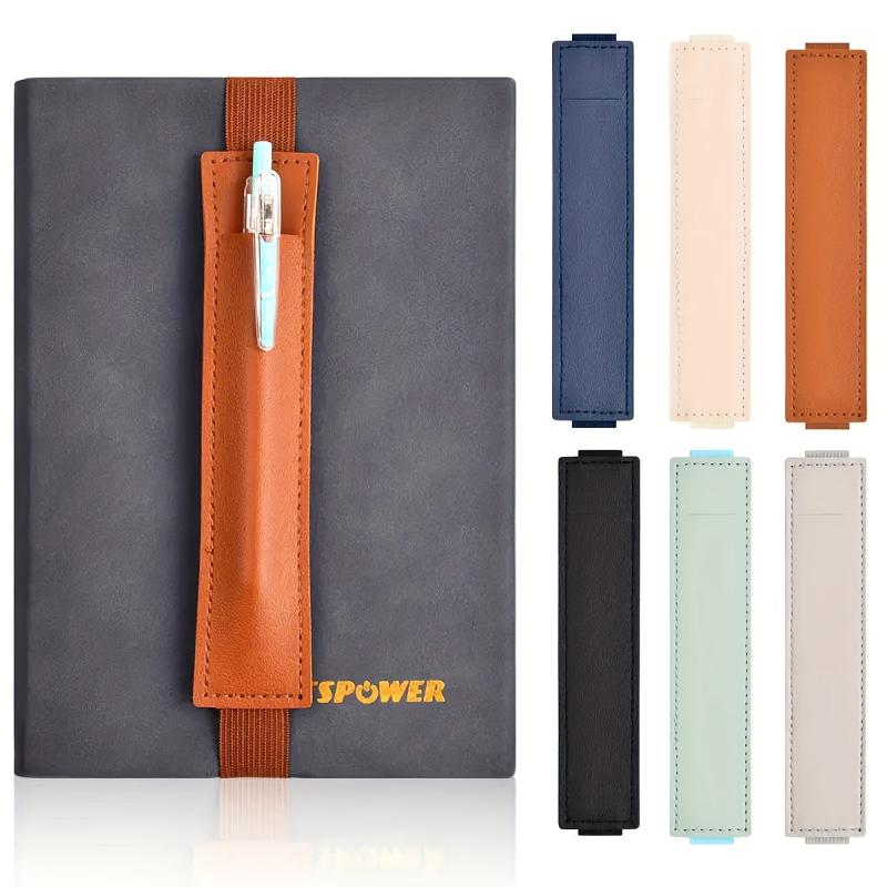 2pcs Leather Adjustable Elastic Band Pen Holder For Planner and Notebook