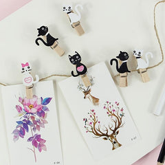 10pcs Cartoon & Cat Memo Clip 1.37in 0.78in w/ Hemp Rope