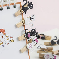 10pcs Cartoon & Cat Memo Clip 1.37in 0.78in w/ Hemp Rope