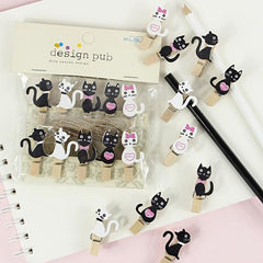 10pcs Cartoon & Cat Memo Clip 1.37in 0.78in w/ Hemp Rope