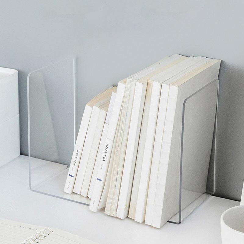 2pcs Acrylic Non Slip Bookend Desk Storage Support Bookends