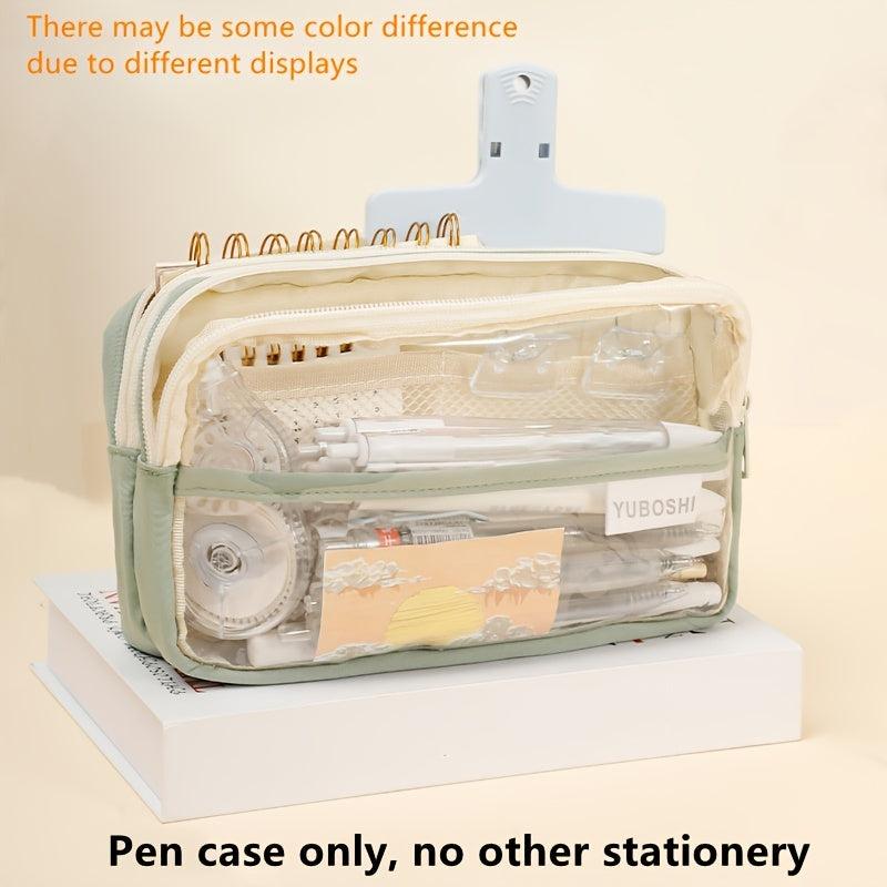 Large Capacity Transparent Pencil Case for Students & Girls