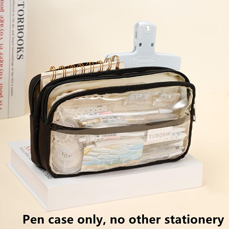 Large Capacity Transparent Pencil Case for Students & Girls