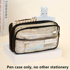 Large Capacity Transparent Pencil Case for Students & Girls