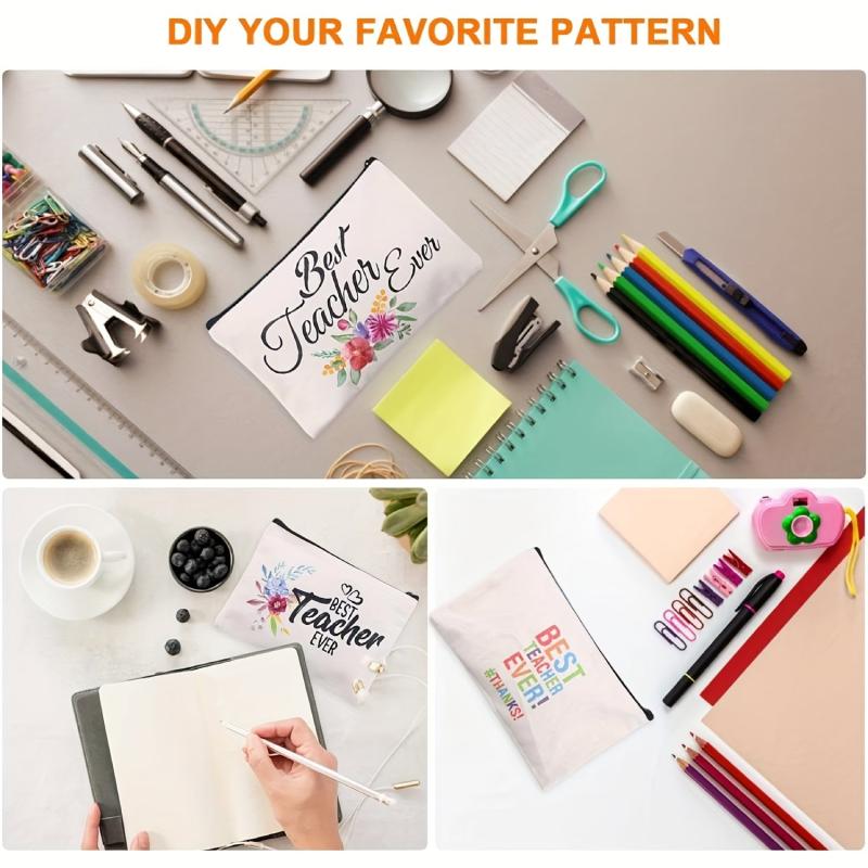 10pcs Blank Canvas Zipper Pouches DIY Crafts & Cosmetic Bag