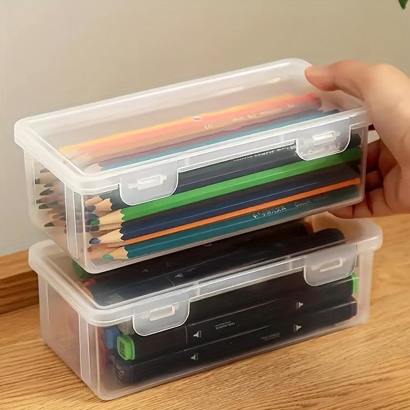 Translucent Plastic Pencil Case Stackable Office Storage