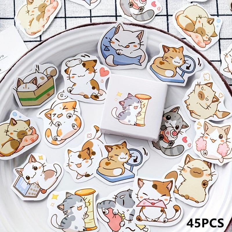 45pcs My Cat Decorative Stickers Adhesive DIY Decoration Diary Japanese Statione