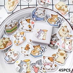 45pcs My Cat Decorative Stickers Adhesive DIY Decoration Diary Japanese Statione