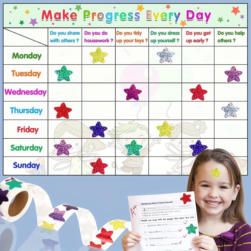 500pcs Star Stickers 2 Rainbow Star Stickers for Reward Charts