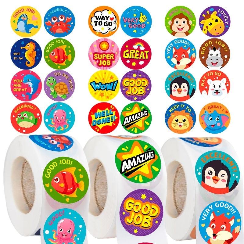 500pcs Motivational Animal Reward Stickers
