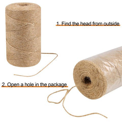 96m Natural Jute Twine 3ply Thin Ribbon for Gardening and Gift Wrap