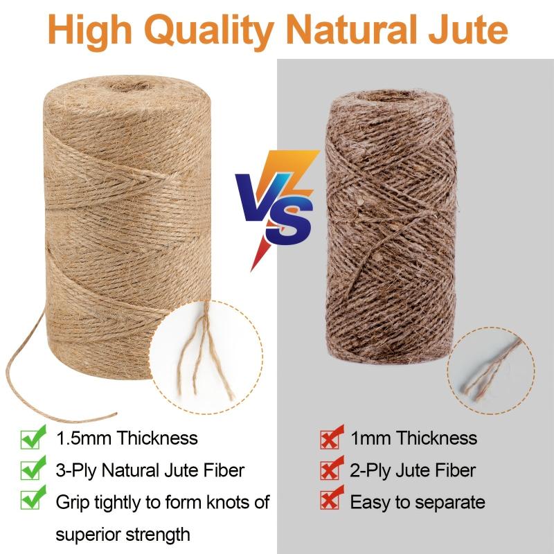 96m Natural Jute Twine 3ply Thin Ribbon for Gardening and Gift Wrap