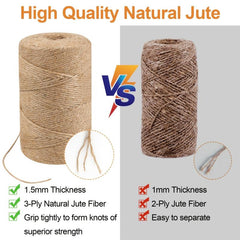 96m Natural Jute Twine 3ply Thin Ribbon for Gardening and Gift Wrap