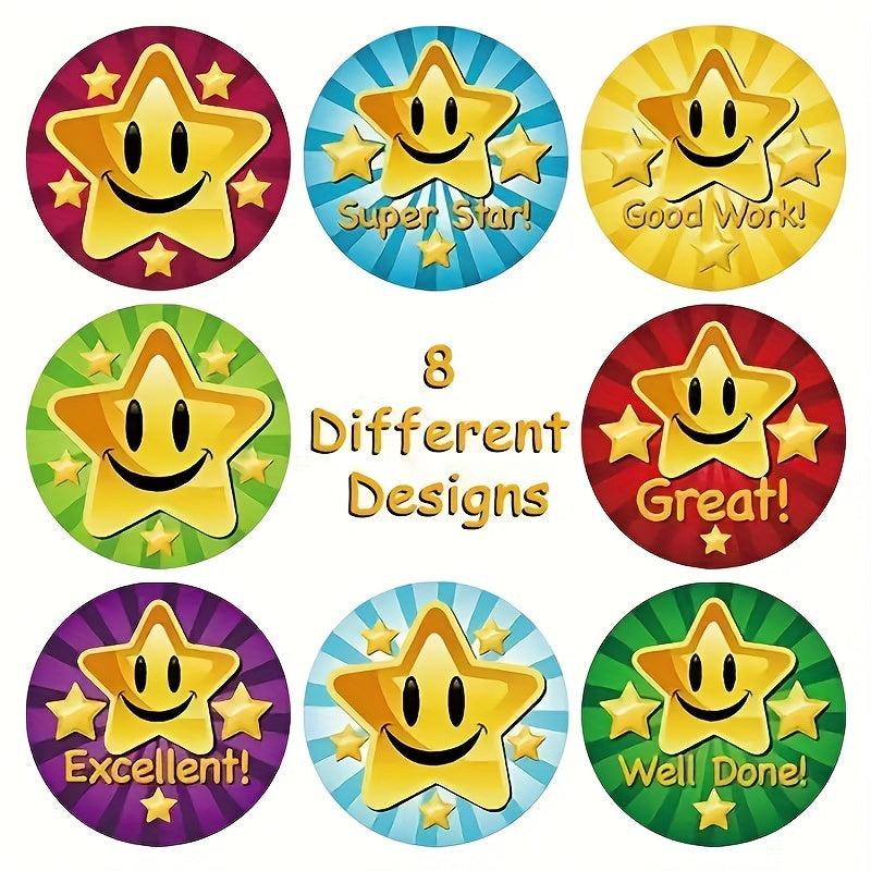 500 Happy Face Teacher Reward Stickers Roll