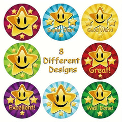 500 Happy Face Teacher Reward Stickers Roll