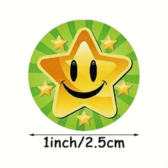 500 Happy Face Teacher Reward Stickers Roll