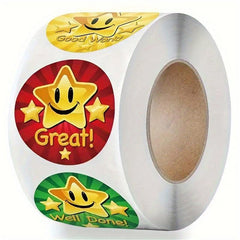 500 Happy Face Teacher Reward Stickers Roll