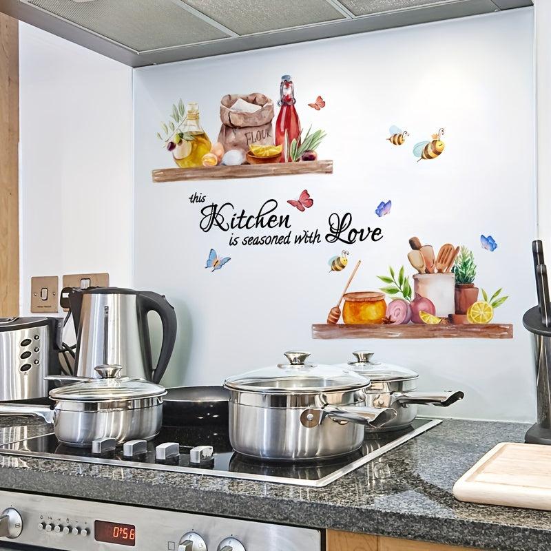 Kitchen Wall Decor Butterfly Bee Pattern Removable Wall Sticker Decal
