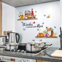 Kitchen Wall Decor Butterfly Bee Pattern Removable Wall Sticker Decal