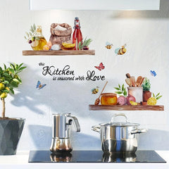 Kitchen Wall Decor Butterfly Bee Pattern Removable Wall Sticker Decal