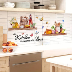 Kitchen Wall Decor Butterfly Bee Pattern Removable Wall Sticker Decal