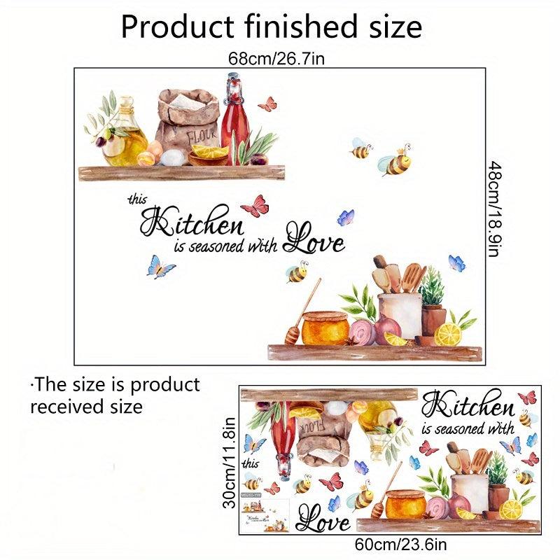 Kitchen Wall Decor Butterfly Bee Pattern Removable Wall Sticker Decal