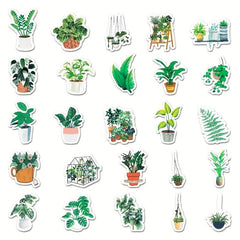 50pcs Green Plant Graffiti Stickers Small Fresh DIY Skateboard Water