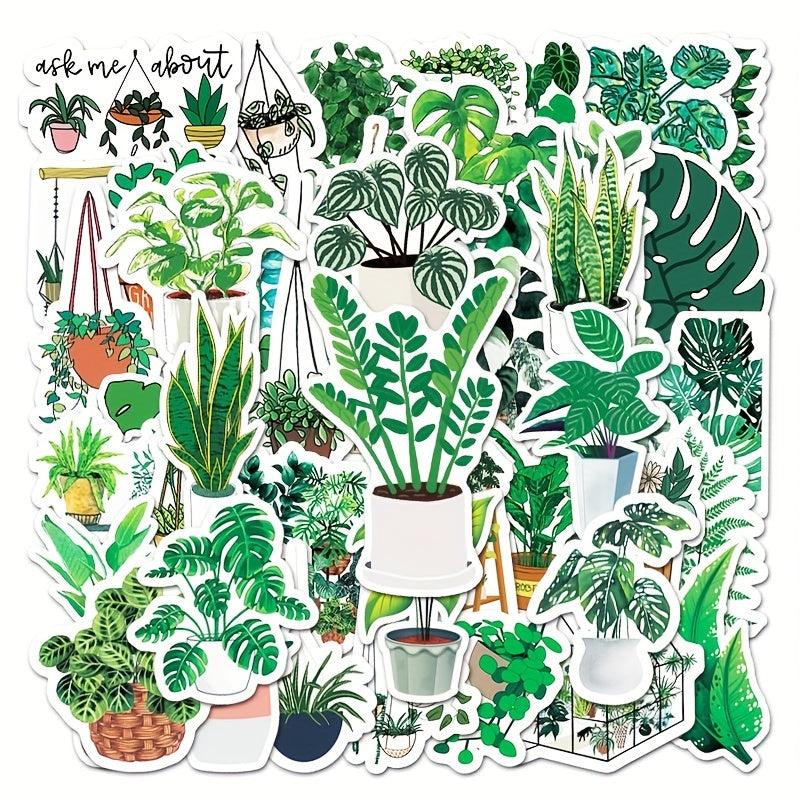 50pcs Green Plant Graffiti Stickers Small Fresh DIY Skateboard Water