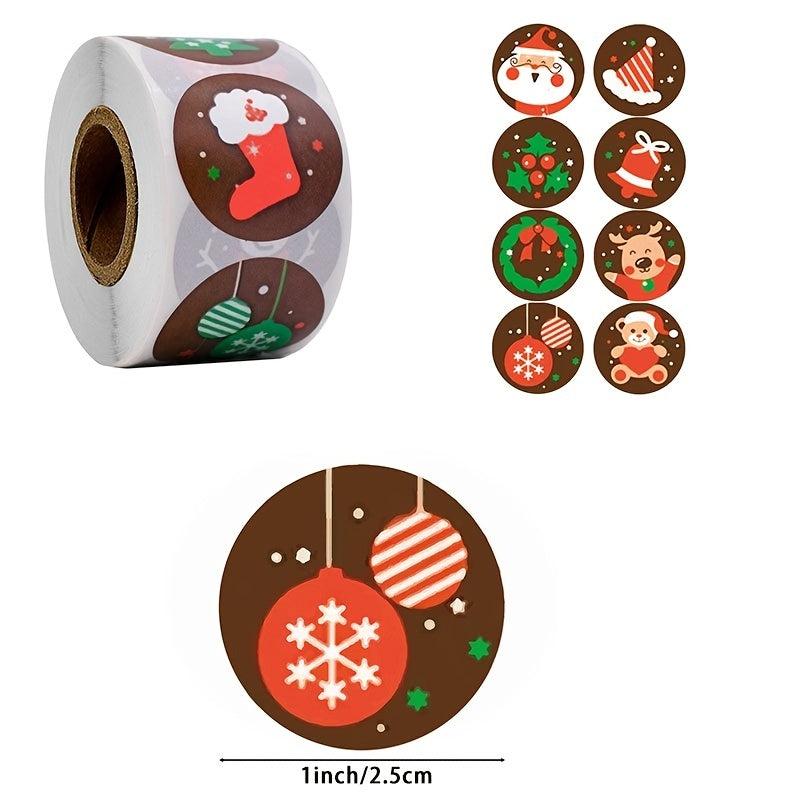 500 Cartoon Christmas Stickers Roll Santa Claus Series