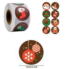 500 Cartoon Christmas Stickers Roll Santa Claus Series