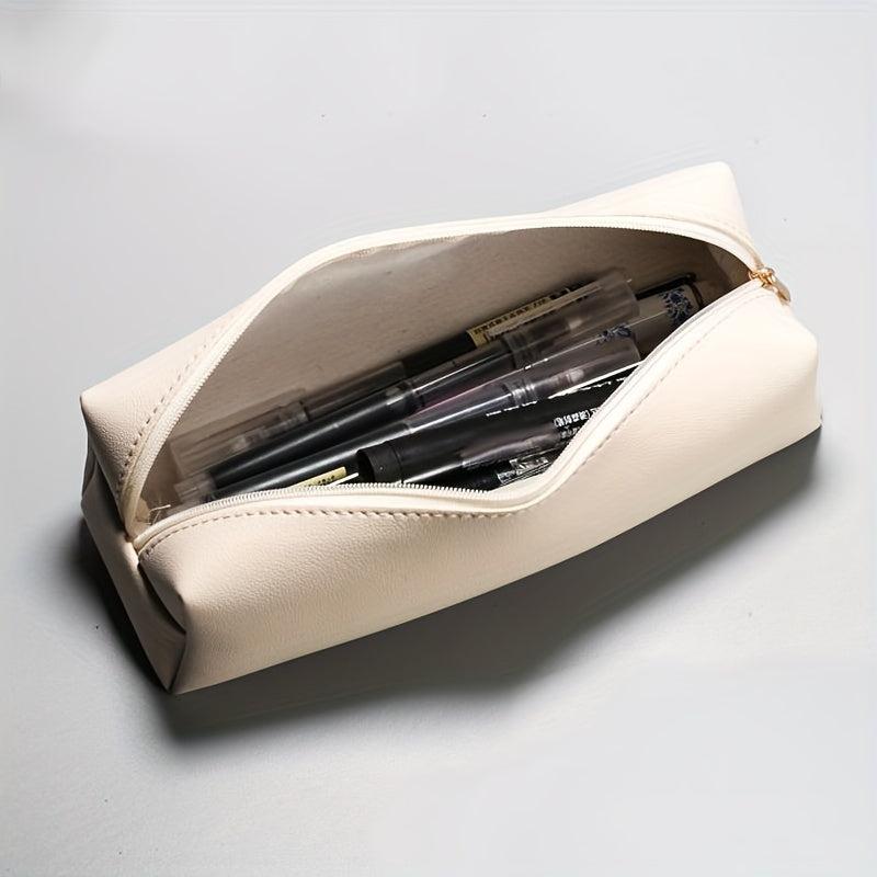 Leather Pencil Pouch Stationery Cosmetic Case