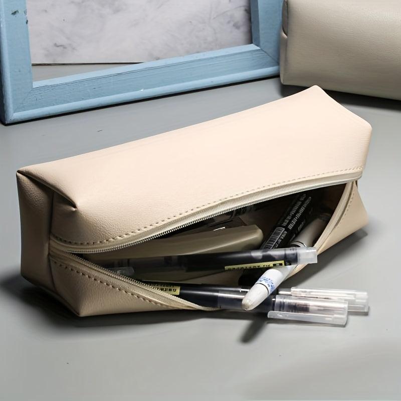 Leather Pencil Pouch Stationery Cosmetic Case