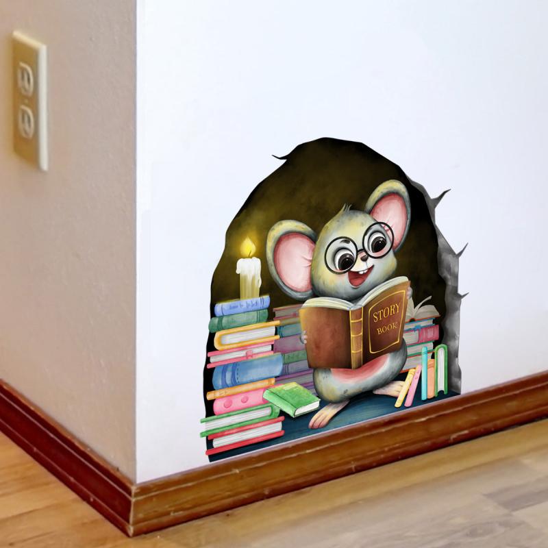 Cartoon Mouse Hole Wall Sticker Living Room Decoration Self Adhesive
