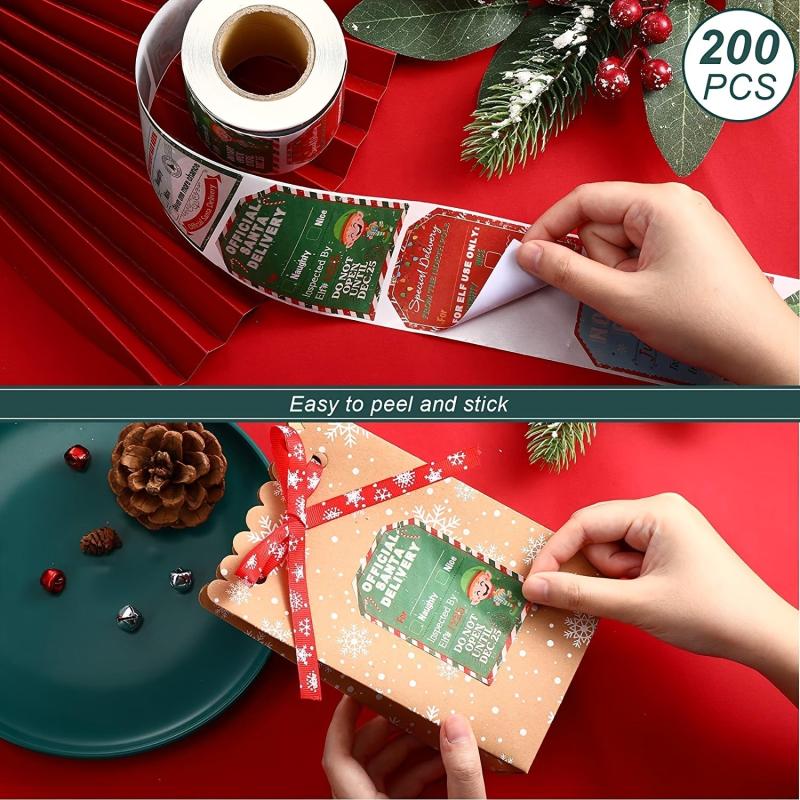 200 Christmas Holiday Stickers, Vintage Christmas Gift Wrapping Labels